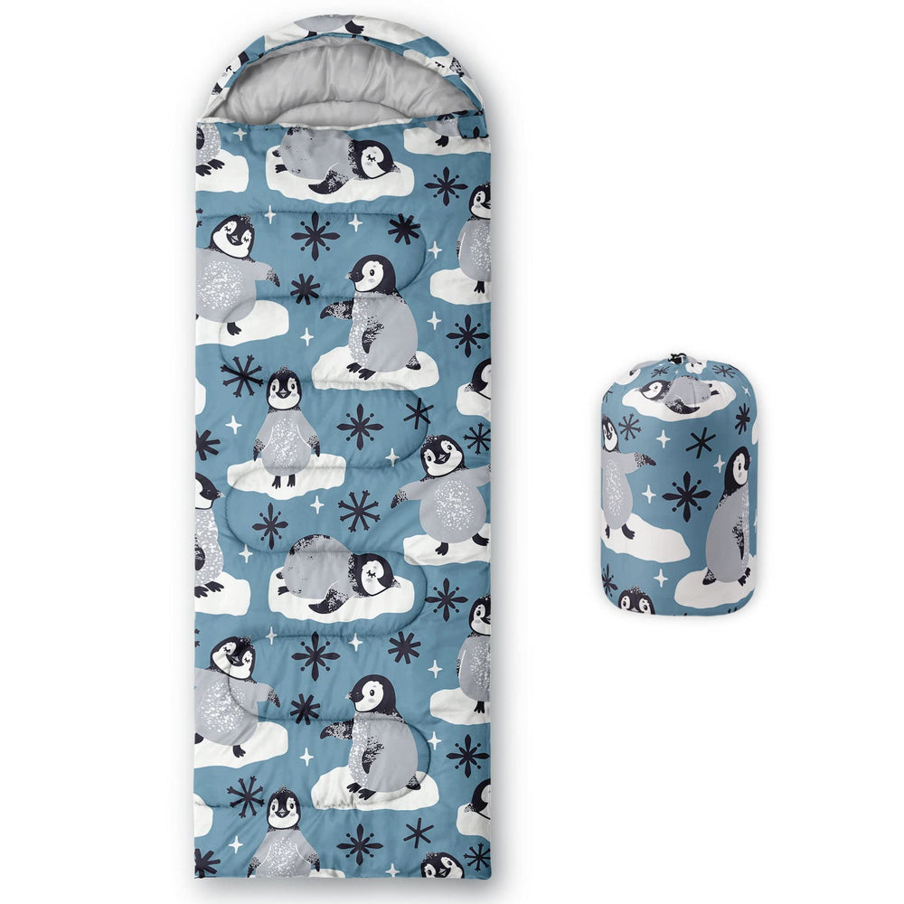 AGANS Datura kids sleeping bag Snow Penguin print for cozy outdoor nights