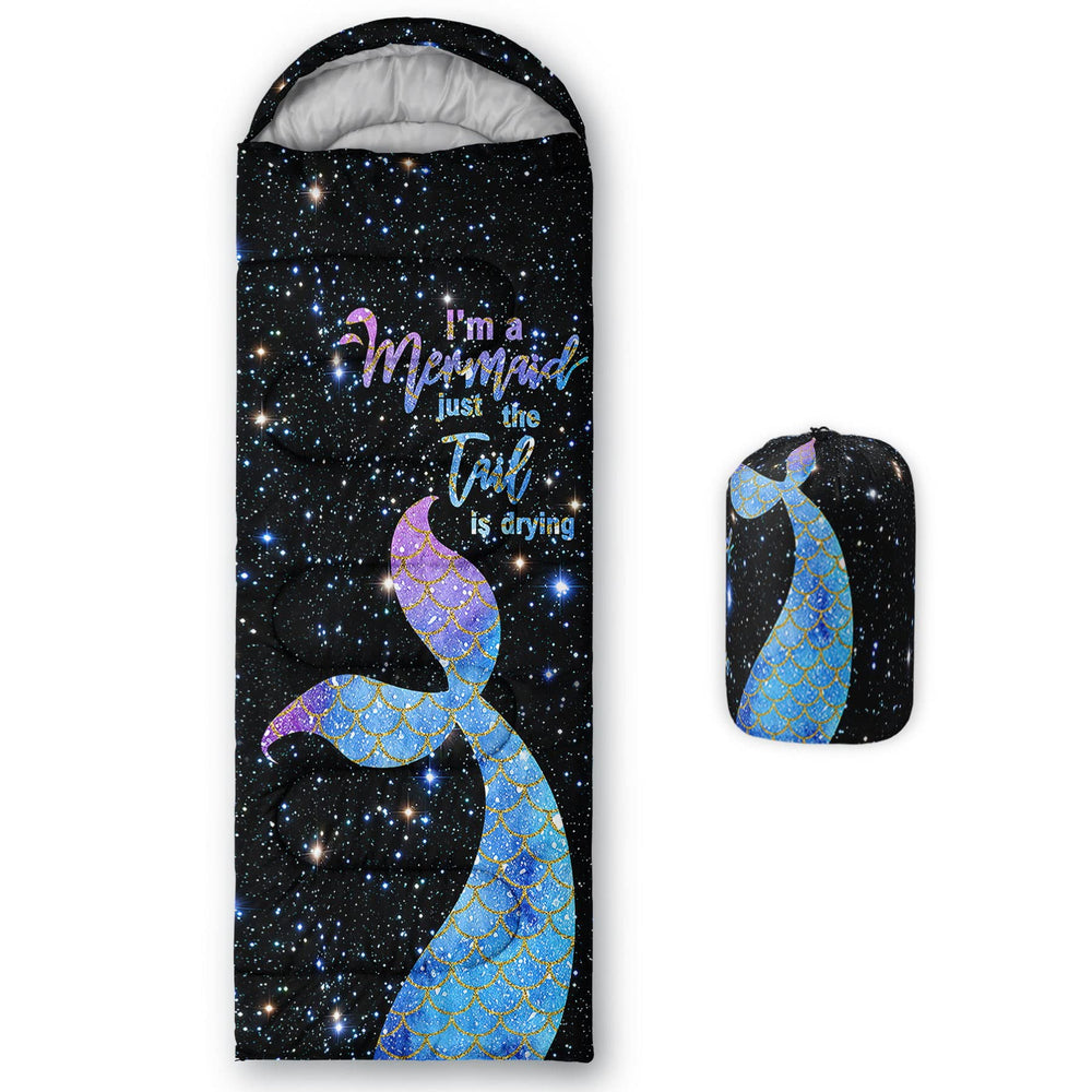 AGANS Datura mermaid print kids sleeping bag with cozy sparkle for outdoor adventures