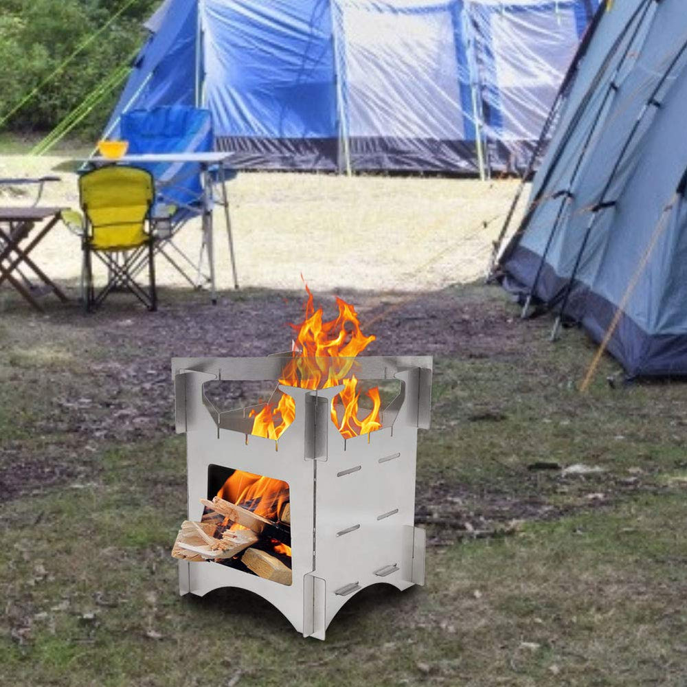 Agatige Outdoor Stove using branches for fuel enables versatile on-site cooking.