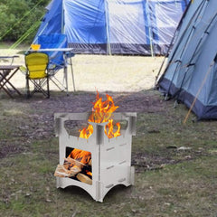 Agatige Outdoor Stove using branches for fuel enables versatile on-site cooking.