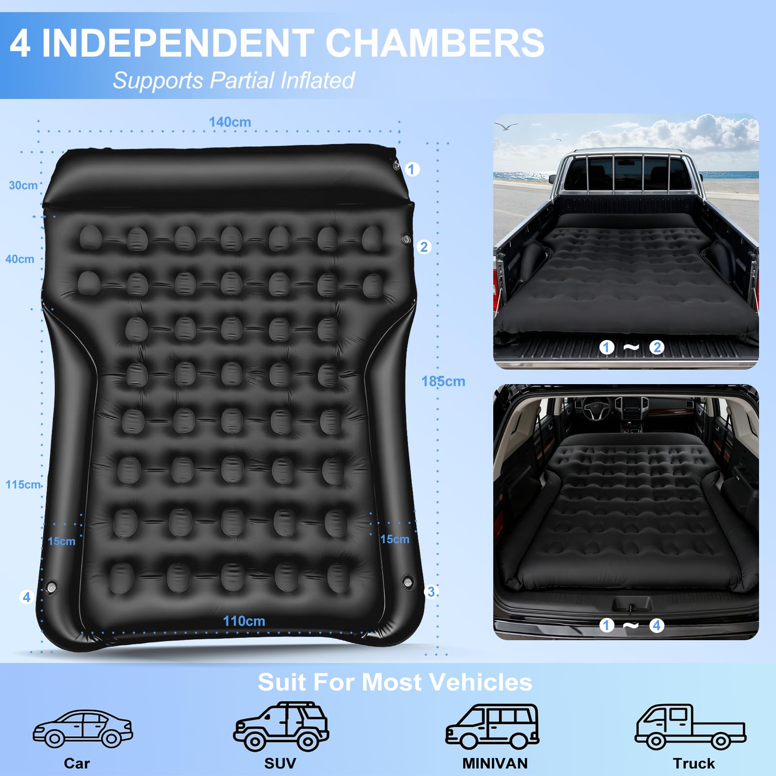 AGEMANY SUV air mattress double valves prevent leaks