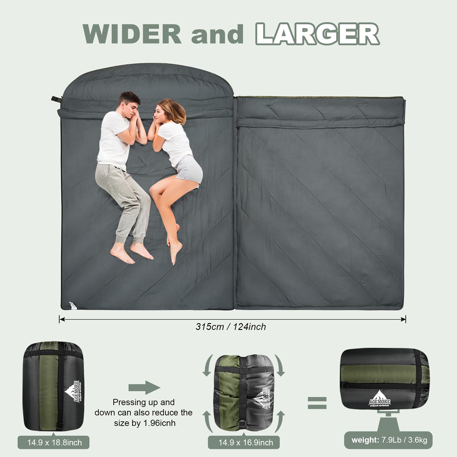 AGEMORE 3-4 season design supports warm and cool conditions for camping and hiking