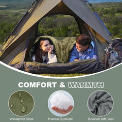 AGEMORE sleeping bag lining shows brushed poly-flannel for soft comfort during nights outdoors
