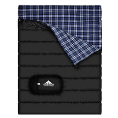 AGEMORE cotton flannel double bag closed shows warm, snug two-person camping comfort.