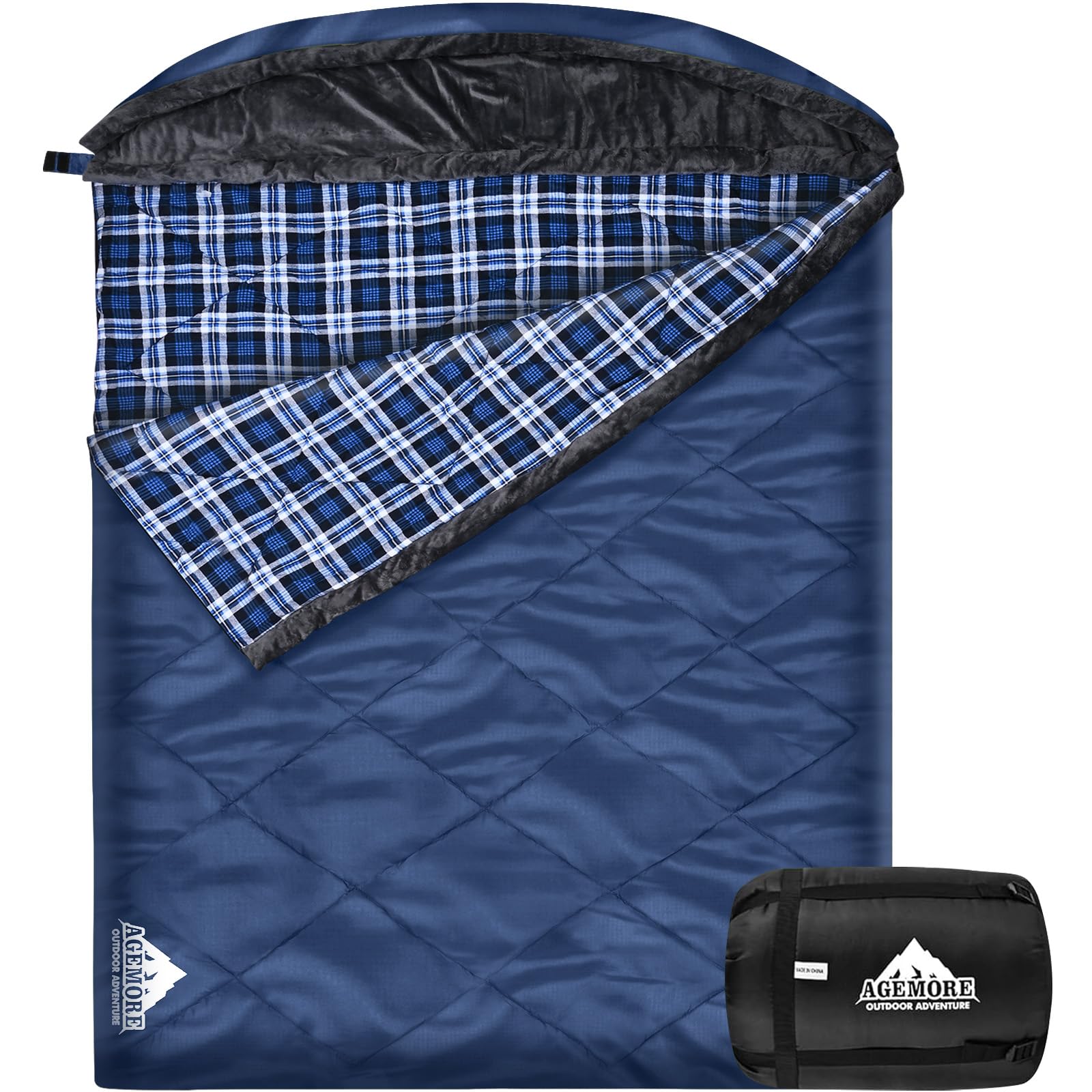 AGEMORE Cotton Flannel Double Bag with hood keeps you warm during chilly nights.