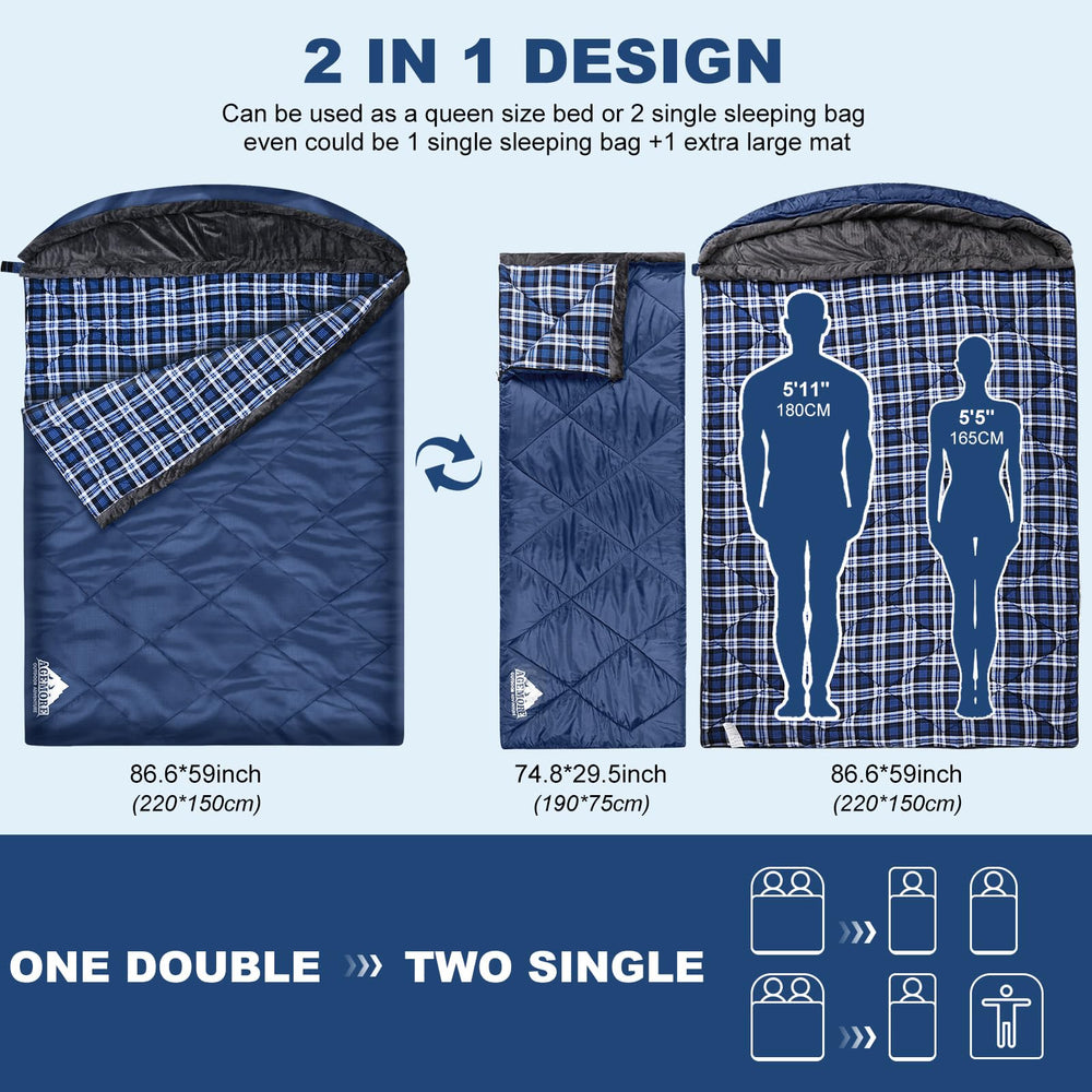 AGEMORE queen-size 86.6in by 59in fits two adults comfortably.