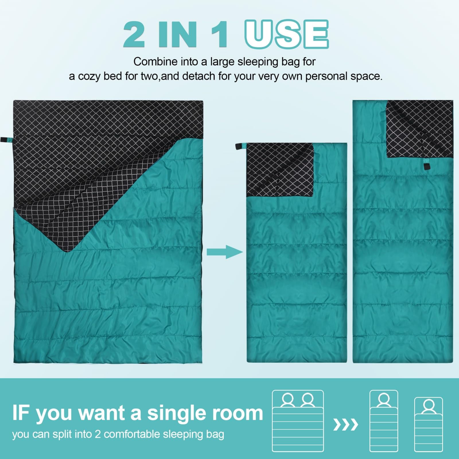 AGEMORE Cotton Flannel Double Sleeping Bag interior brushed-flannel lining close-up