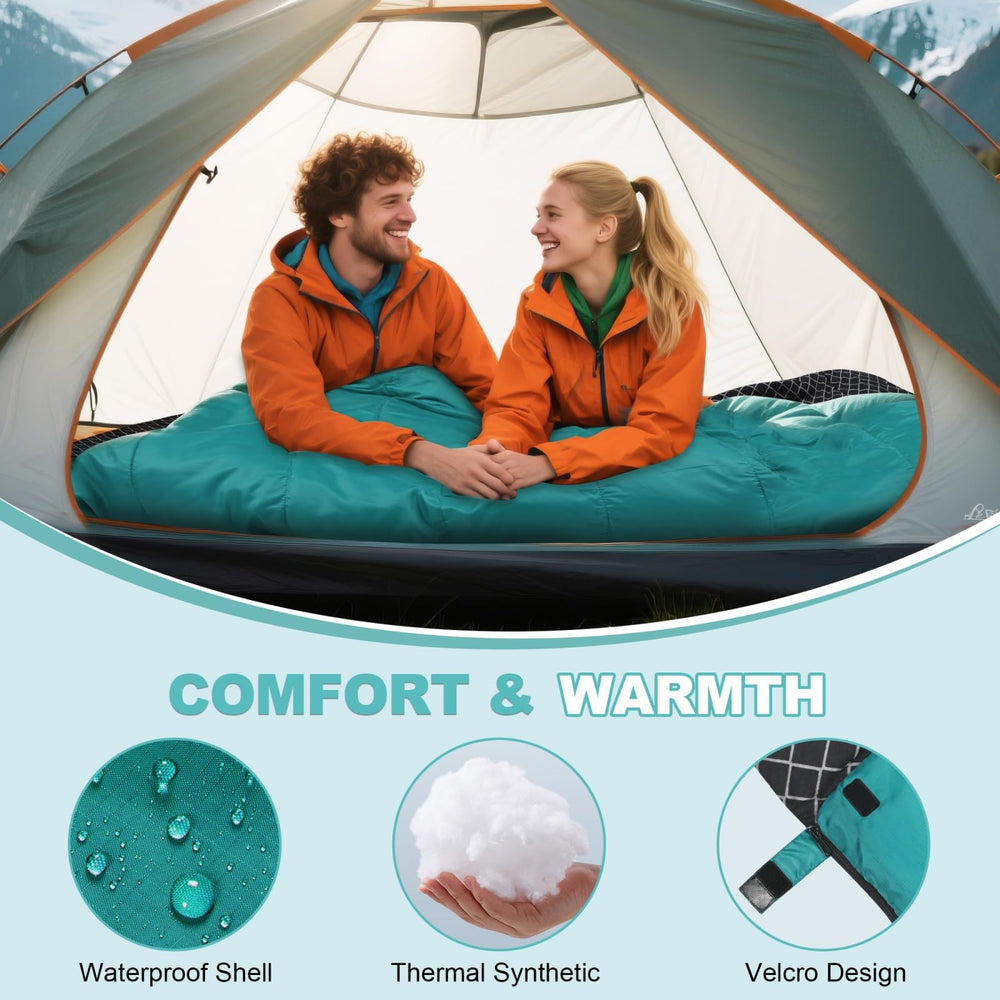 AGEMORE Cotton Flannel Double Sleeping Bag waterproof exterior under night sky