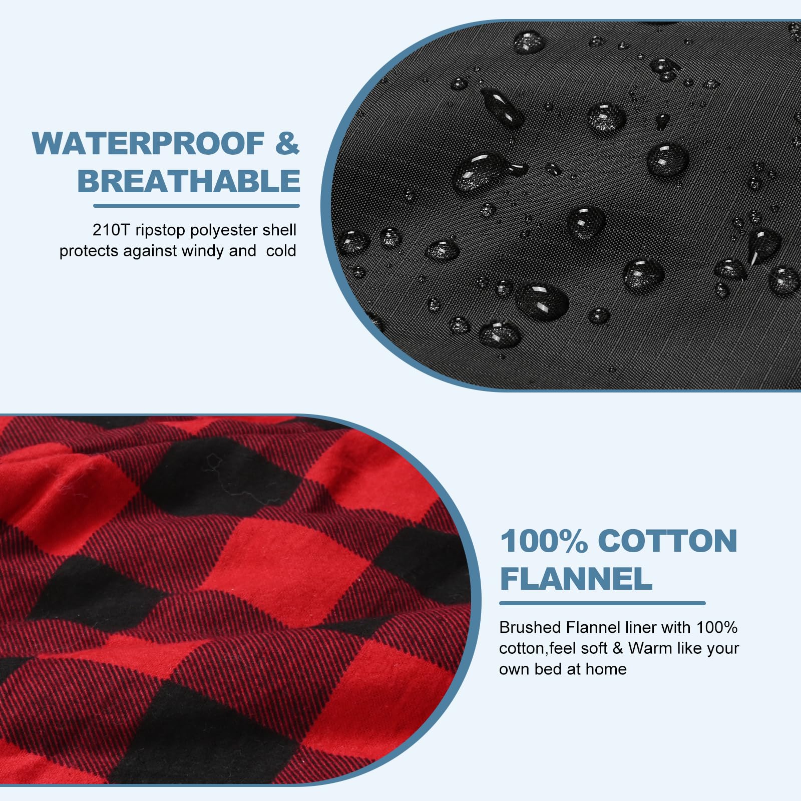 AGEMORE Cotton Flannel Double Sleeping Bag zipper detail for flexible temperature control