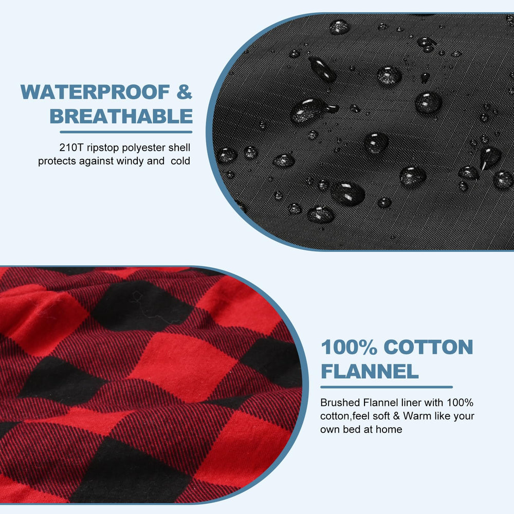 AGEMORE Cotton Flannel Double Sleeping Bag zipper detail for flexible temperature control