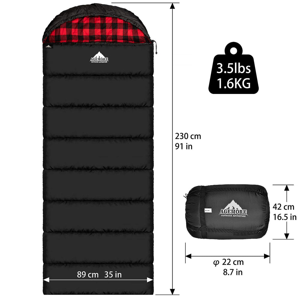 AGEMORE sleeping bag neatly folded in its storage bag for quick packing