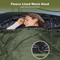 AGEMORE sleeping bag with waterproof shell protects against damp during outdoor adventures.