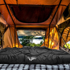 AGEMORE queen-size sleeping bag spread to show roomy 90x61 inch width for couples