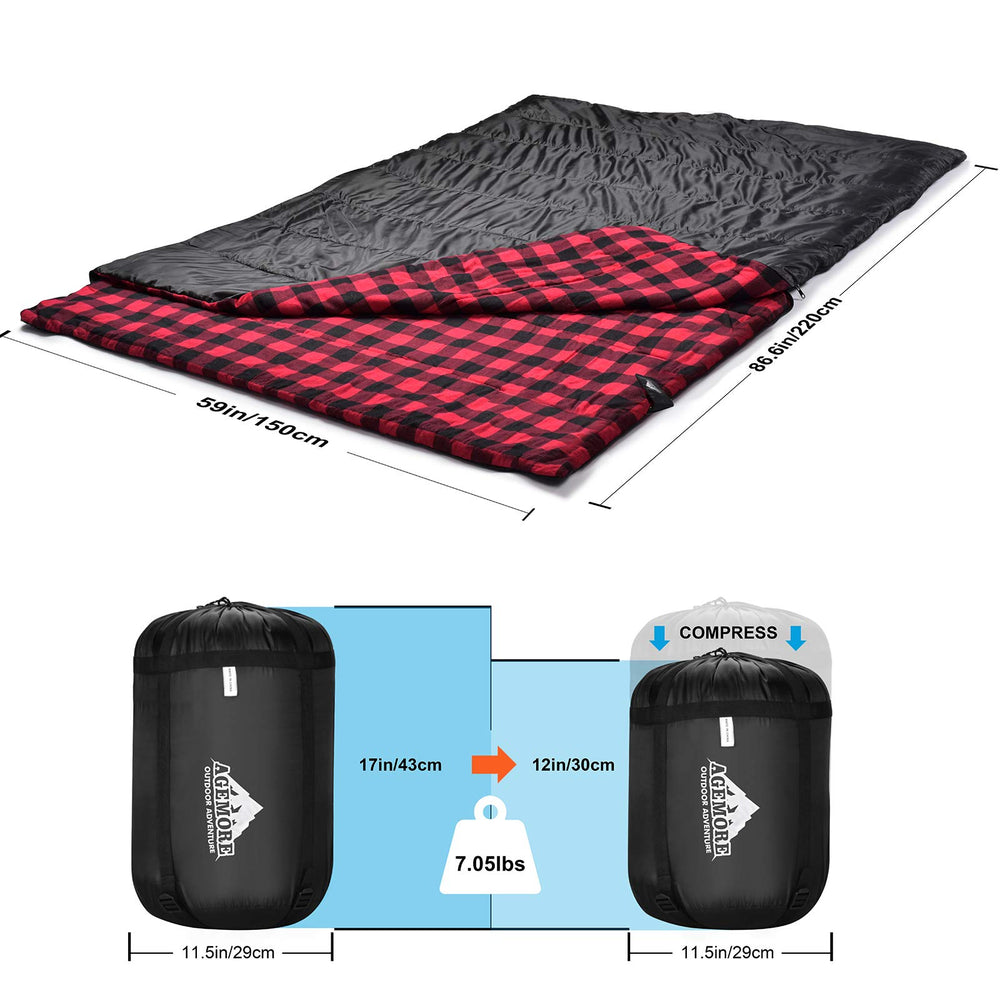 AGEMORE dual-zip sleeping bag enables independent exits for two