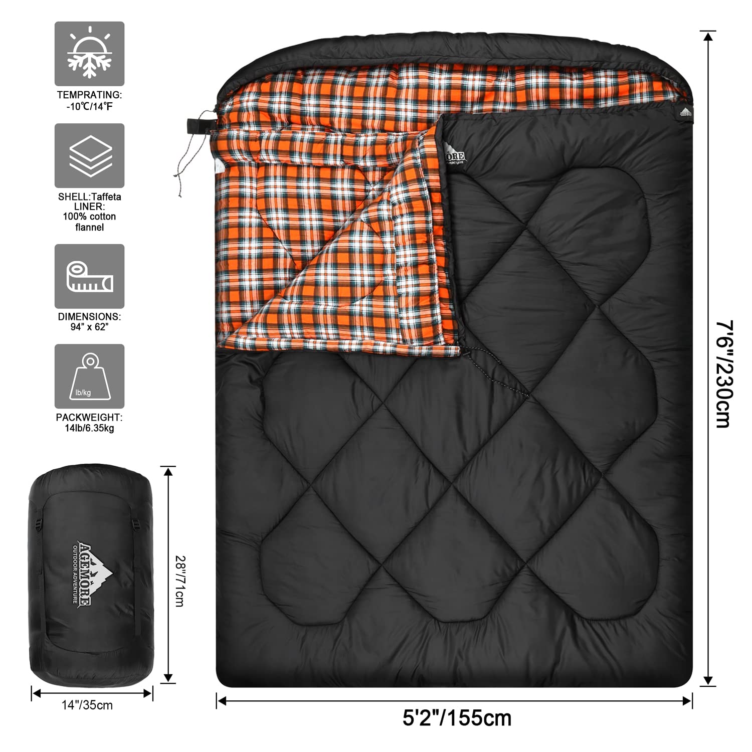 AGEMORE left-right zipper design enables easy access and versatile configurations.