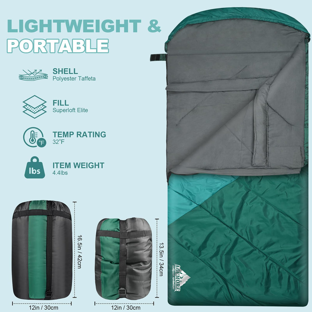 AGEMORE sleeping bag lightweight-compression-sack enables easy packing after a hike.