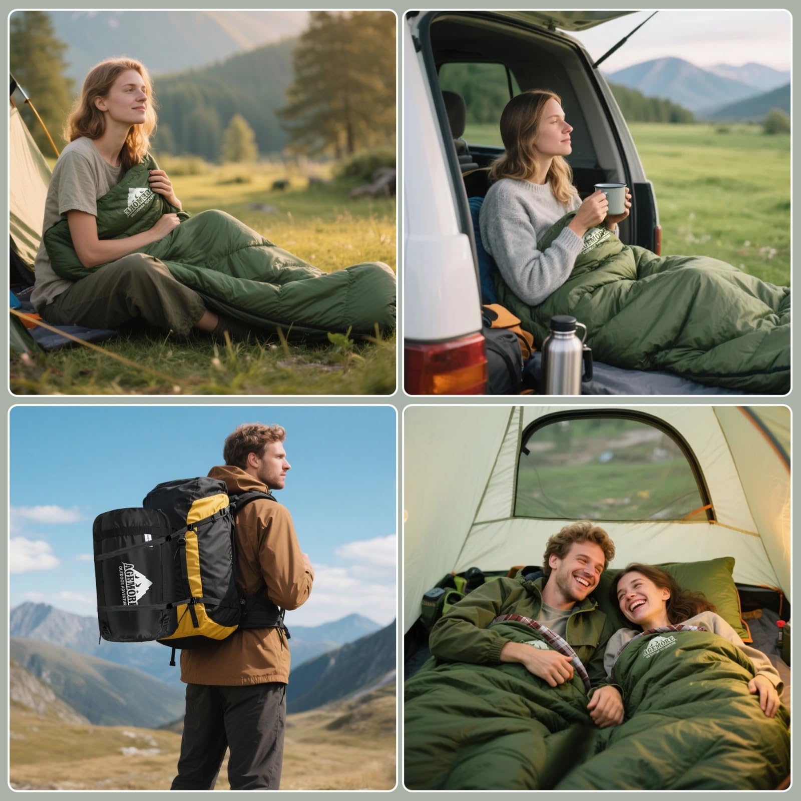 AGEMORE two-way zipper enables easy entry and dual-bag pairing for couples.