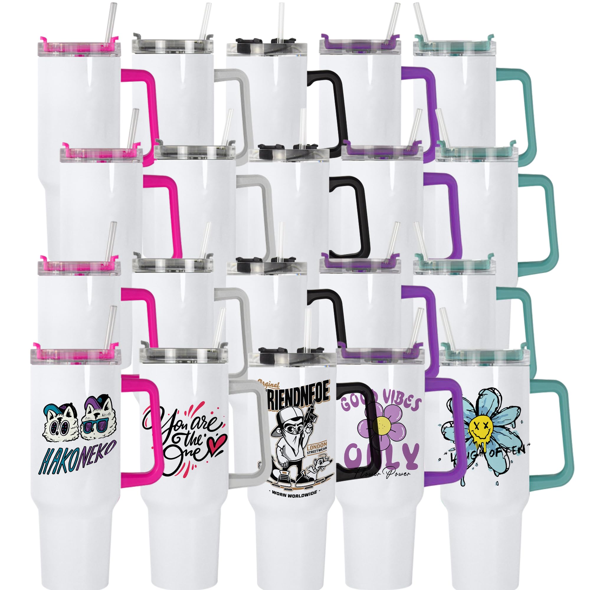 AGH 40oz sublimation tumbler with handle ready for personalized designs.