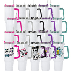 AGH 40oz sublimation tumbler with handle ready for personalized designs.