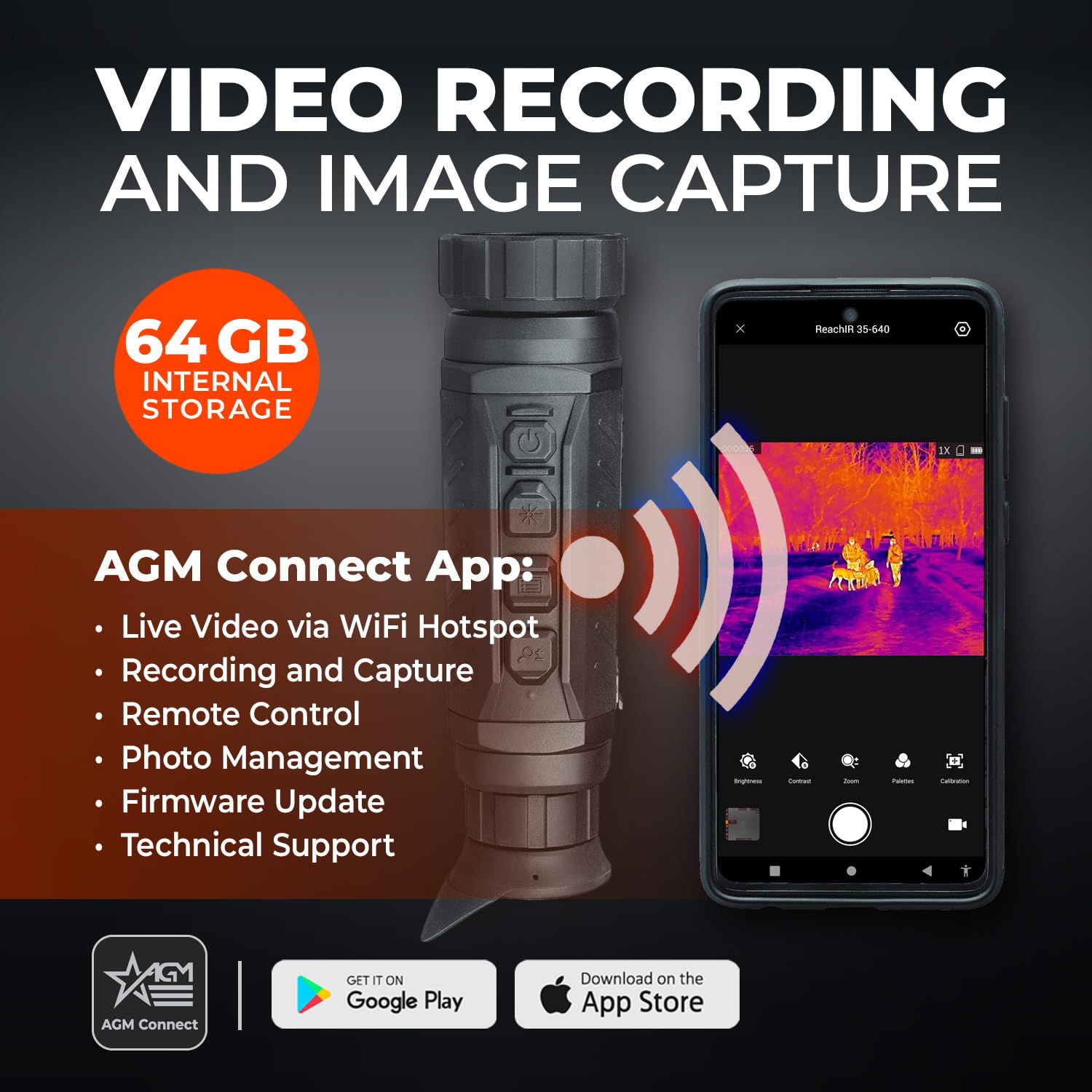 AGM Global Vision ReachIR LRF 35-640 64 GB memory for recording and documentation