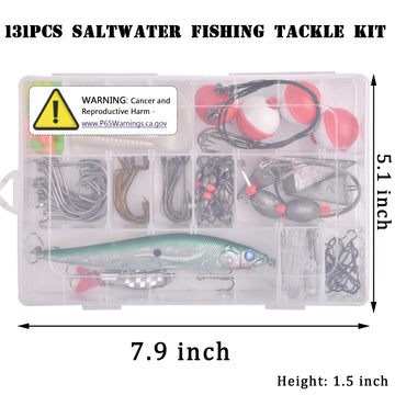 AGOOL complete 131-piece saltwater kit for beach, pier, or boat fishing adventures.