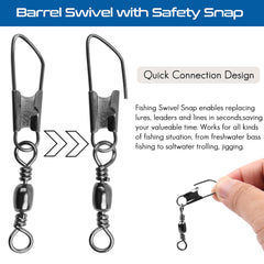 Barrel swivels with snap design for easy lure changes