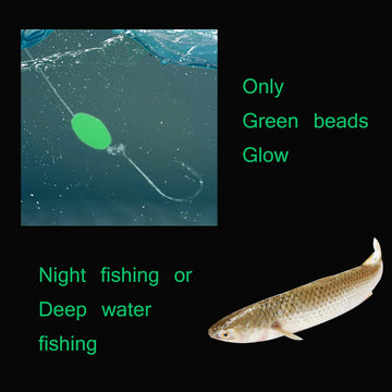 Beads with holes allowing easy threading onto rigs, lures, and hooks