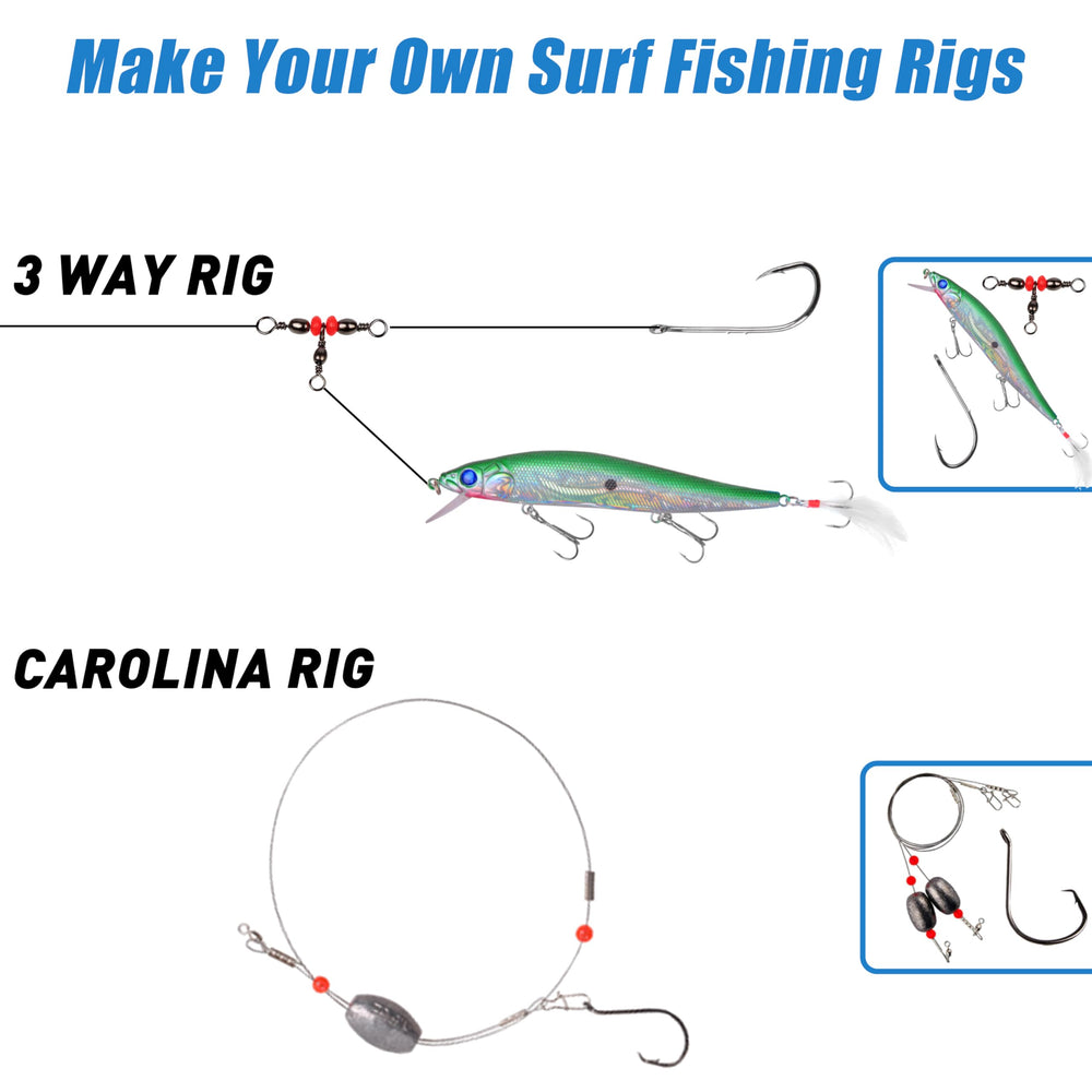 AGOOL pyramid sinkers and rigs ready for strong saltwater casts and stable bottom weight.