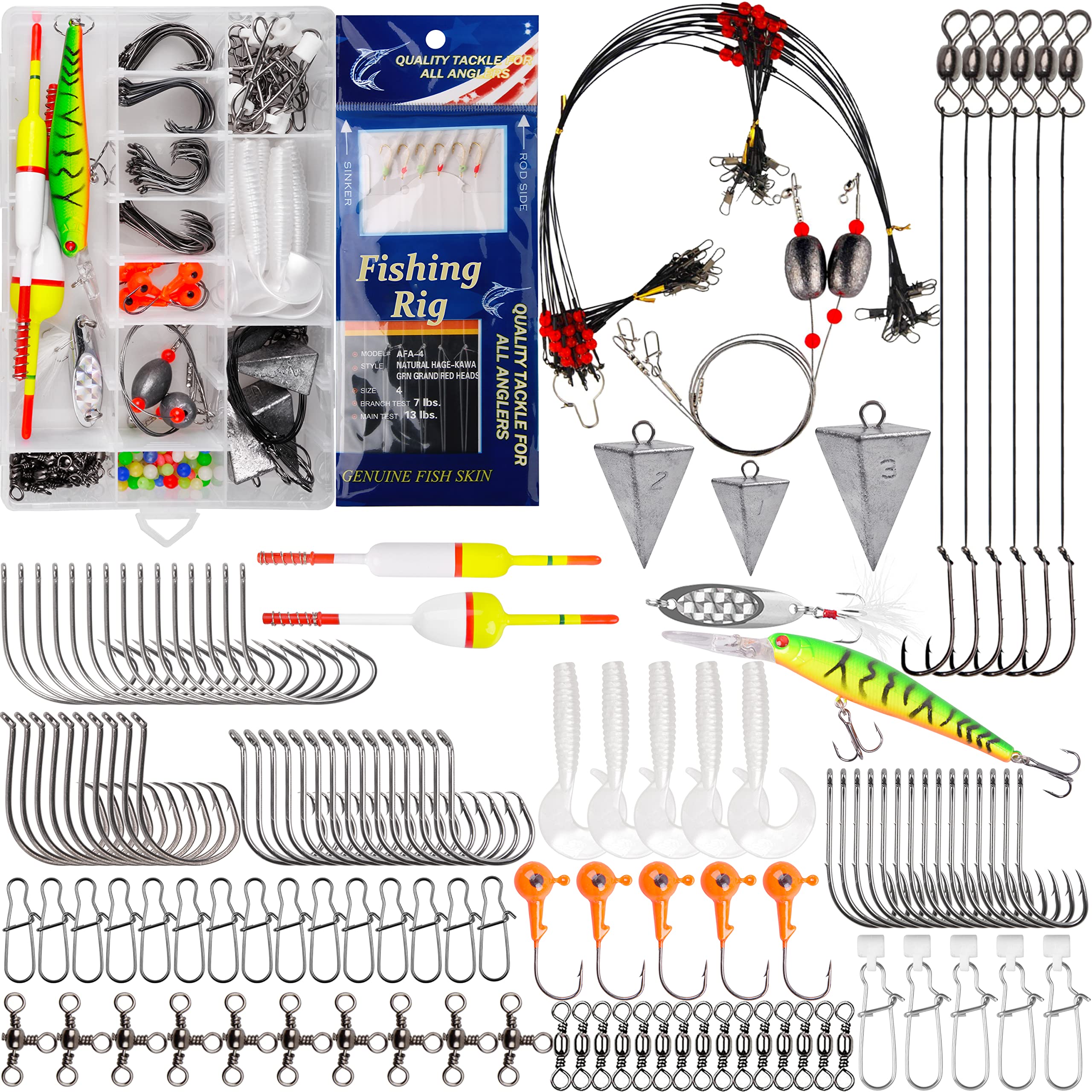 AGOOL saltwater fishing gear kit showing complete tackle for beach and pier setups.