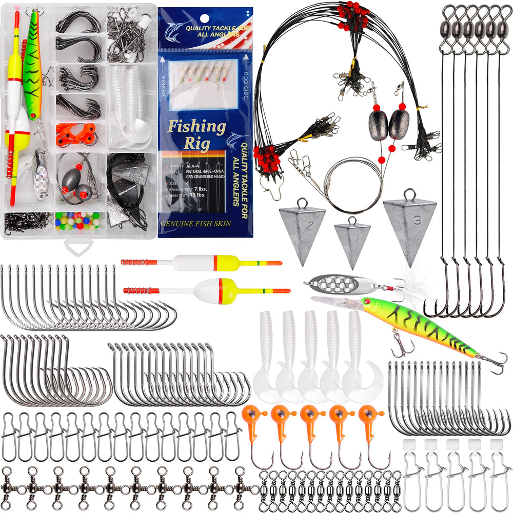 AGOOL saltwater fishing gear kit showing complete tackle for beach and pier setups.