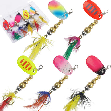 AGOOL spinner lure set with rooster tail and brass body