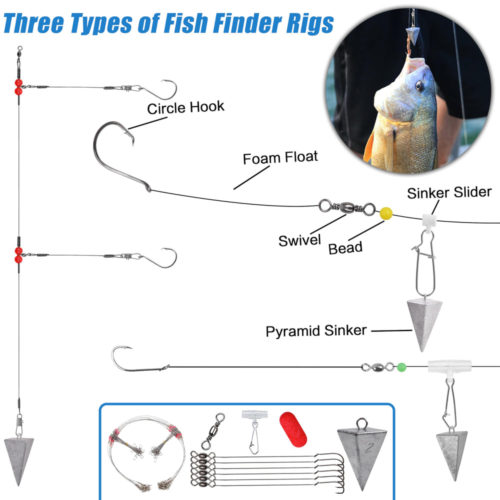 AGOOL surf fishing rigs display a compact, organized setup ideal for quick trips.