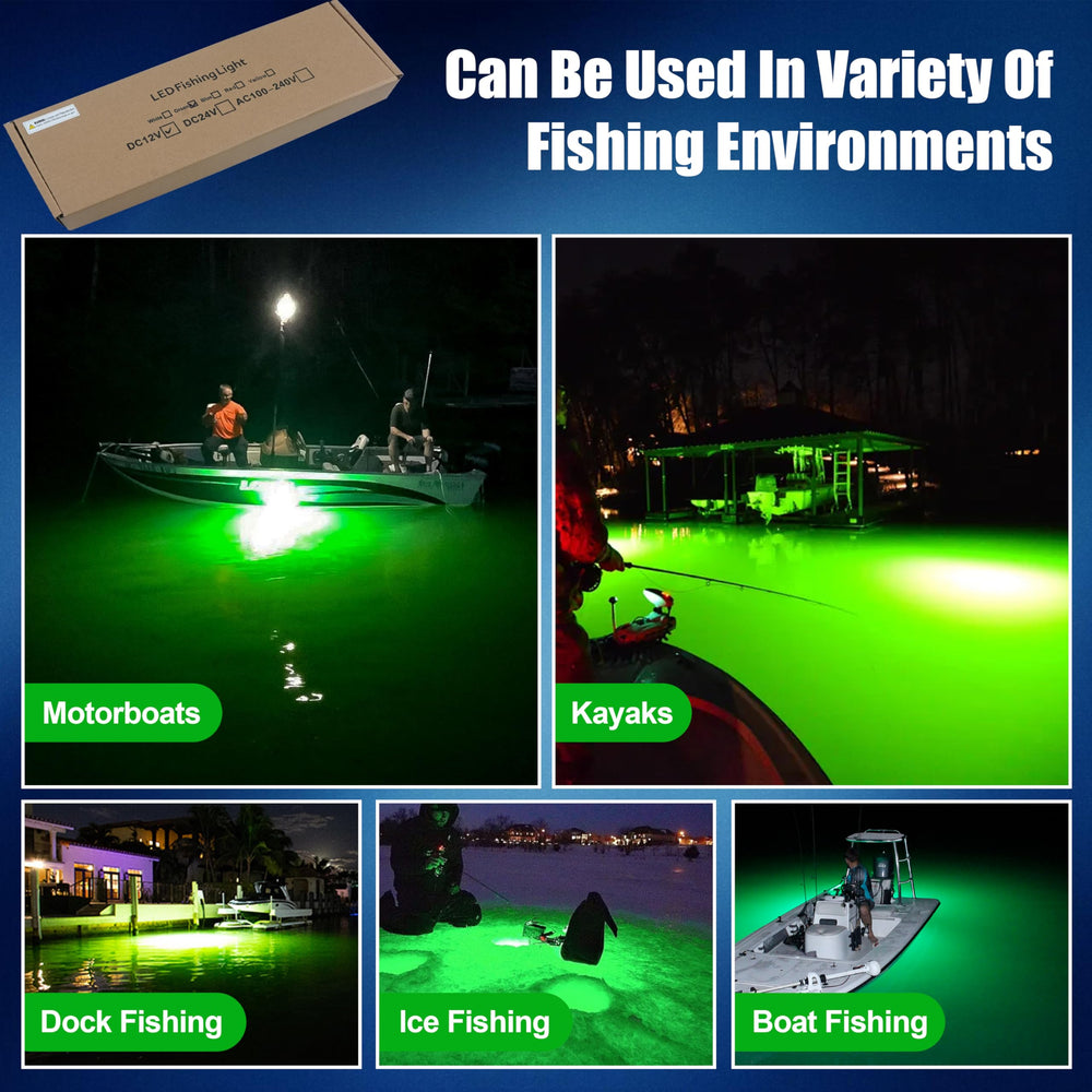 AGOOL underwater light setup example at night fishing site for reference.