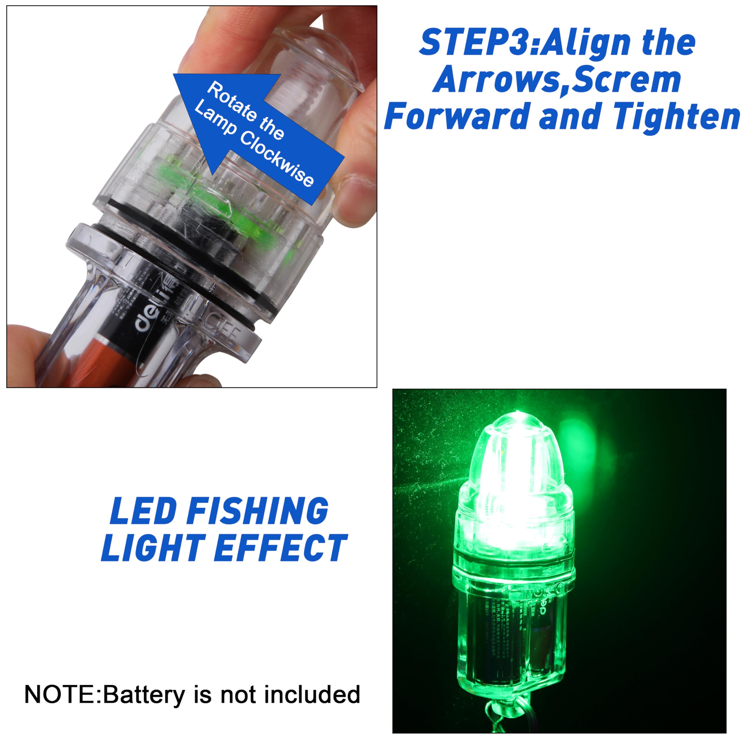 AGOOL fishing lights color options: green, blue, red, multicolor