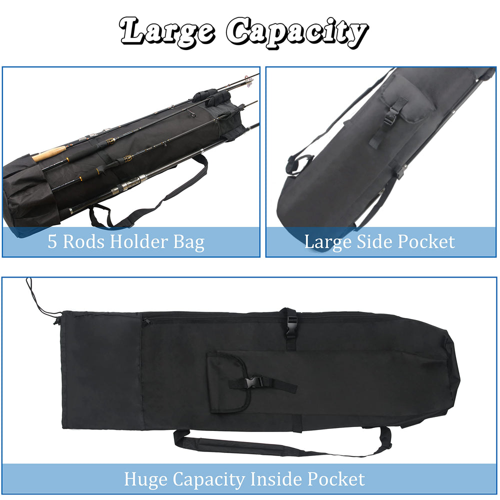 Interior dimensions 48" L x 14" D with side pocket for tackle