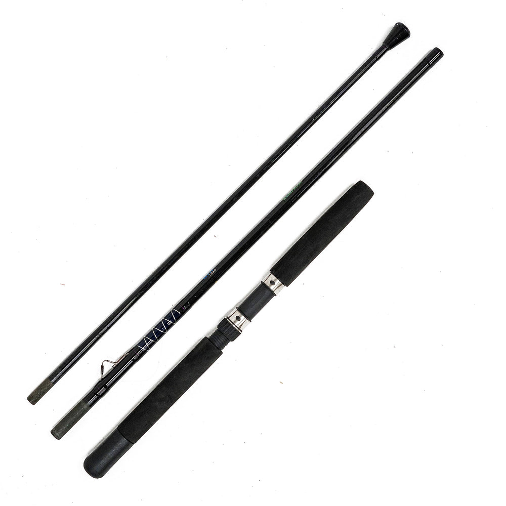 Sabiki rig threaded into rod blank to prevent tangles