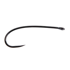 Ahrex barbless sedge dry fly hook with black nickel finish for precise, humane fishing.