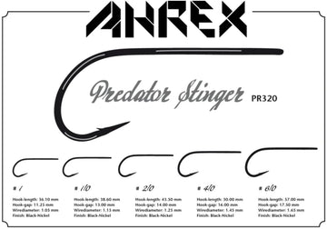 Ahrex PR320 Predator Stinger Hook in package highlights heavy wire design for tough predator fishing