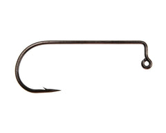 Ahrex PR374 90° jig streamer hook front view with sharp point and black nickel finish