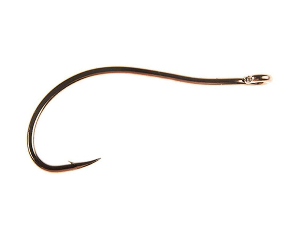 Ahrex SA250 bendback shrimp hook closeup enhances pattern presentation for saltwater fishing.