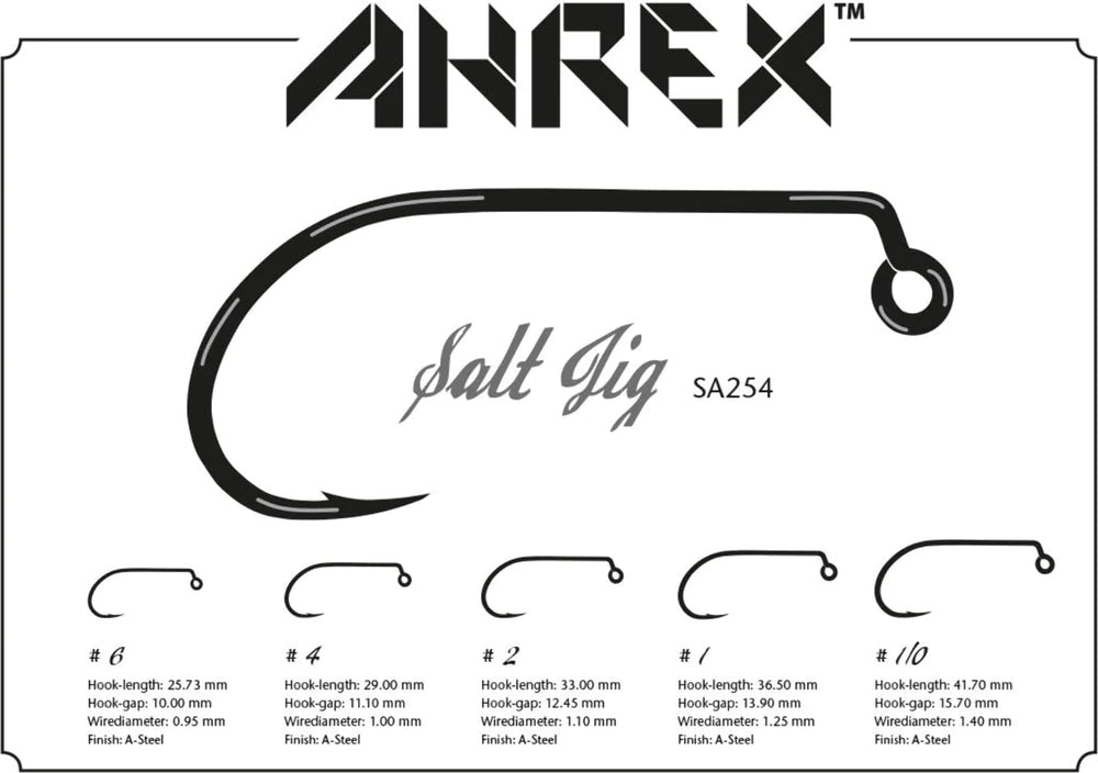 Ahrex SA254 salt jig hooks on a jig fly enabling modern inverted presentations
