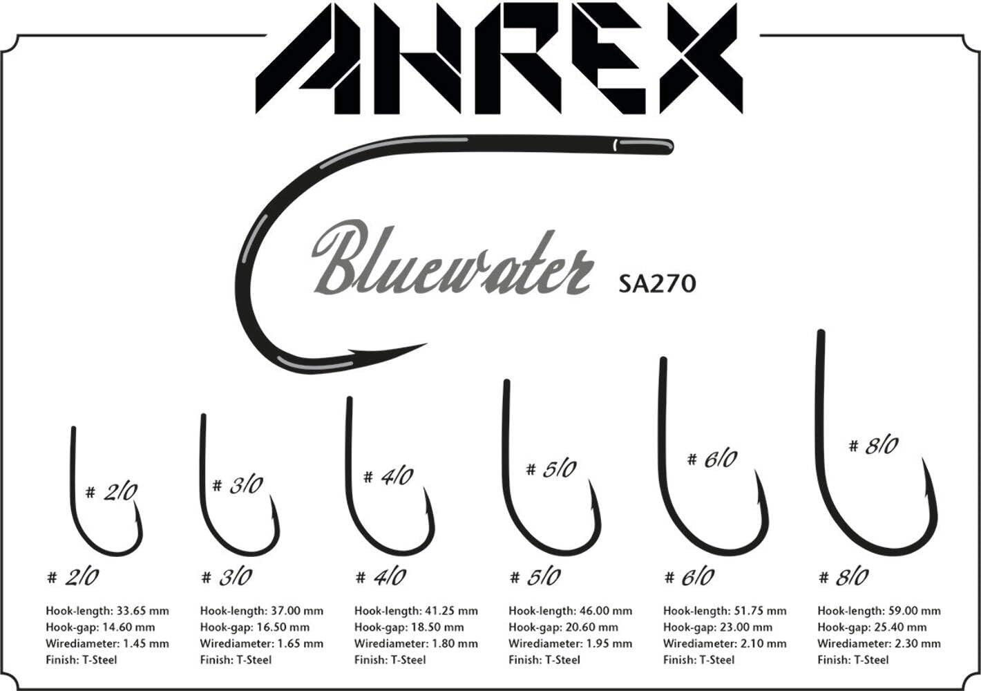 Ahrex Saltwater Bluewater Hook sharp point highlights strong hookset for powerful predators
