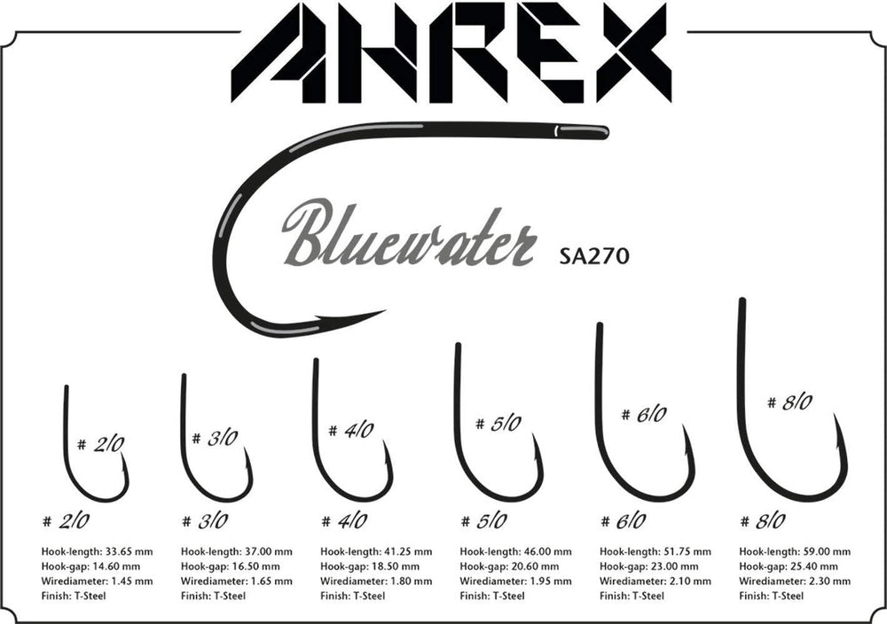 Ahrex Saltwater Bluewater Hook sharp point highlights strong hookset for powerful predators
