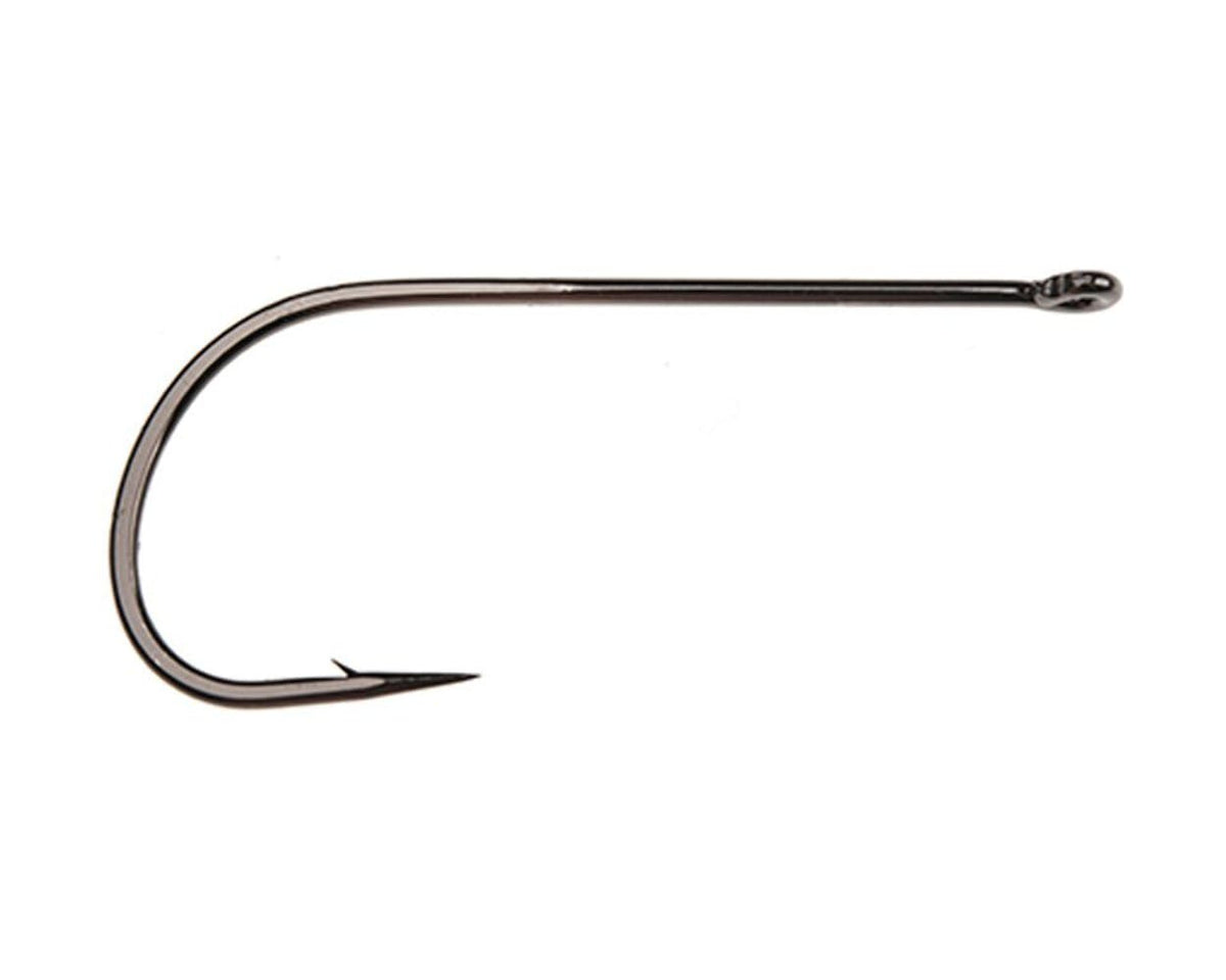 Ahrex Trout Predator Streamer Light Hook closeup shows black nickel finish and a chemically sharpened point.