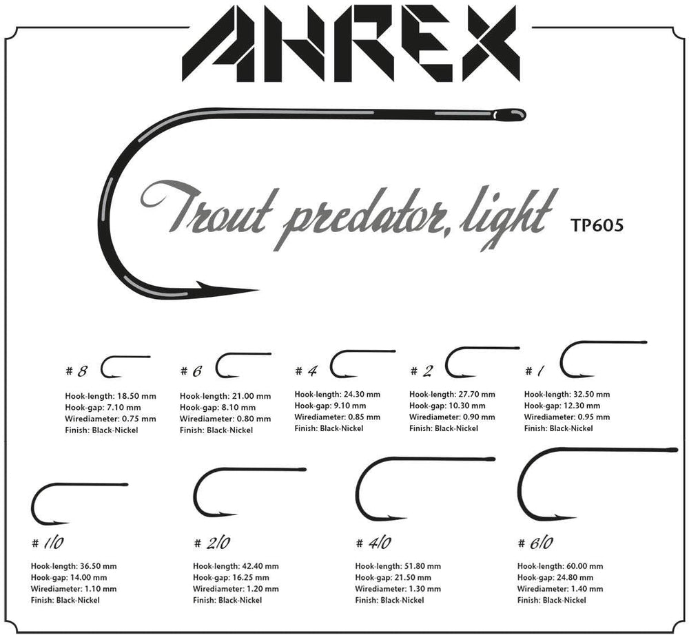 Ahrex Trout Predator Streamer Light Hook thin, robust wire for responsive casting.