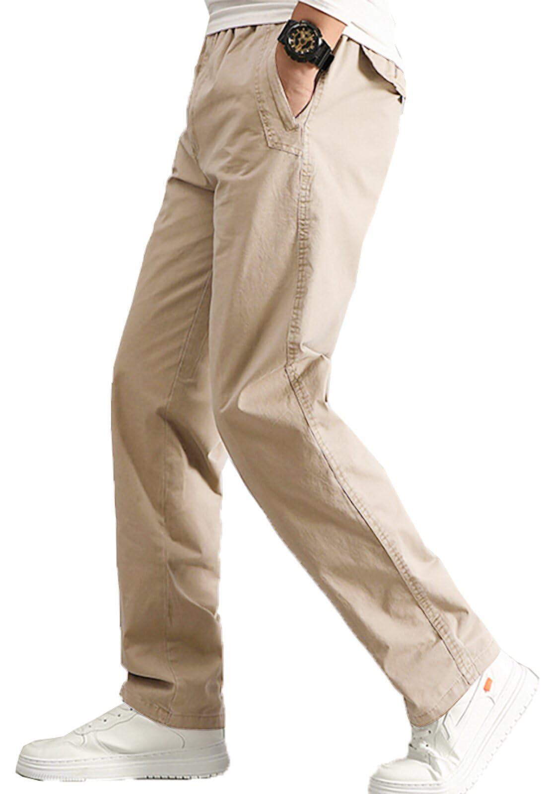 AIFARLD men's cargo pants front view with elastic waist for adjustable comfort