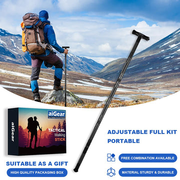aiGear G2 Tactical Stick all-terrain-kit shows comprehensive trekking setup for hiking and exploration
