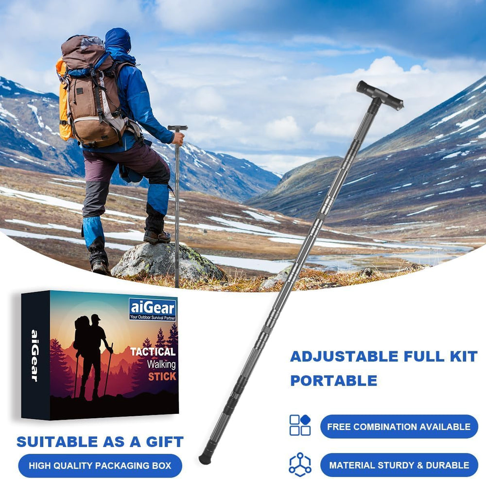 aiGear G2 Tactical Stick in woodland pack for portability