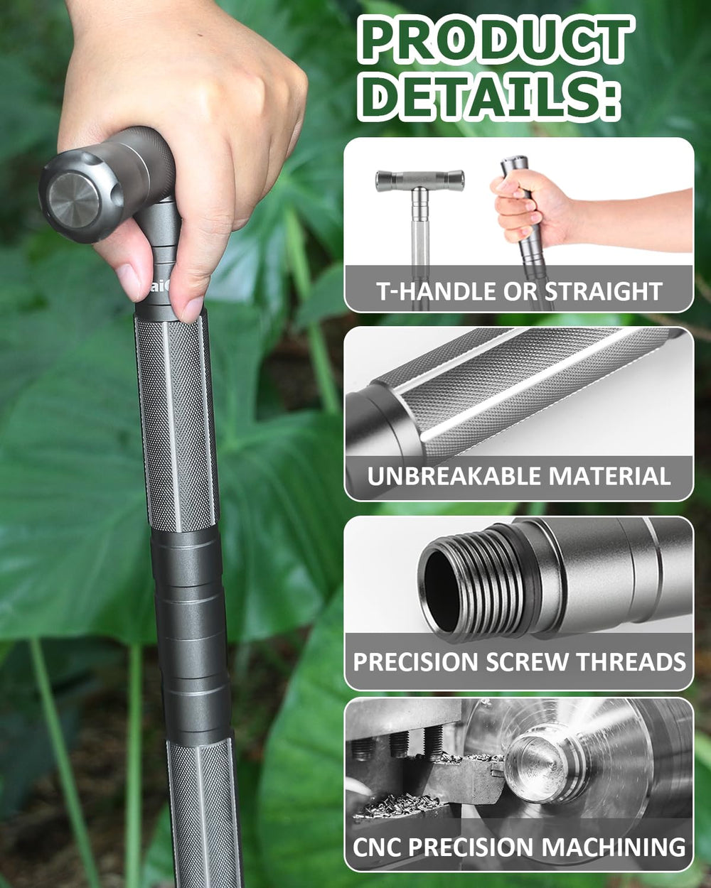 aiGear G3 tactical stick adjustable-length for uneven terrain