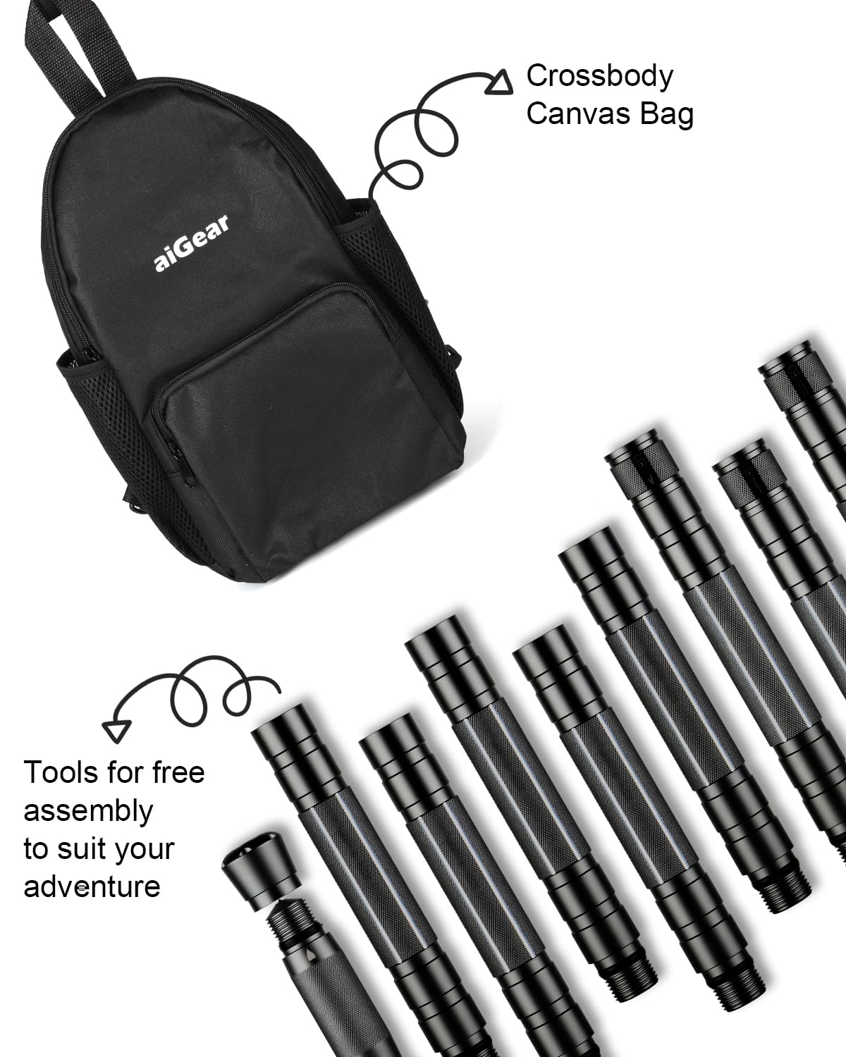 aiGear G3 Tactical Stick close-up tubes reveals reinforced joint design for rugged durability.